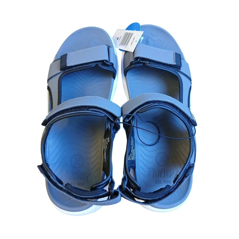 Hurley Mens Oceanside Sport Sandals Gray White Strappy Hook Loop Size 9 1961927